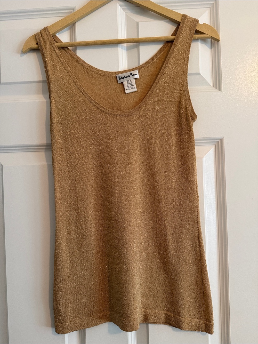 Stephanie Beare Splendid Metallic Gold Scoop Neck Tank Top
